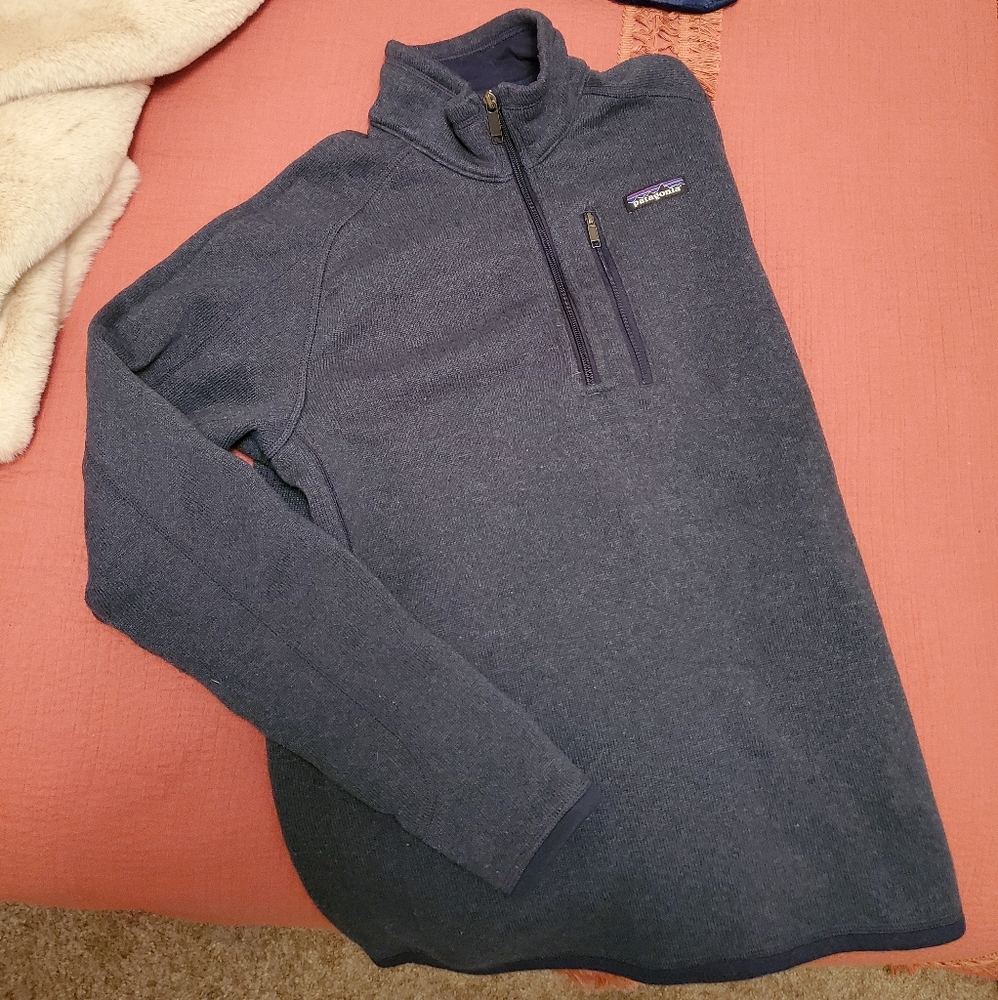 Patagonia Men's Zip Up Sweater - Navy Blue